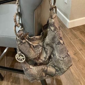 Michael Kors snakeskin leather handbag
